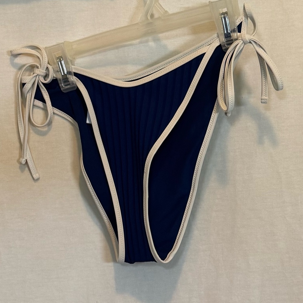 AA-412 Aerie NWT Cheekiest Side Tie Ribbed Summer Swim Bikini Bottoms Size L